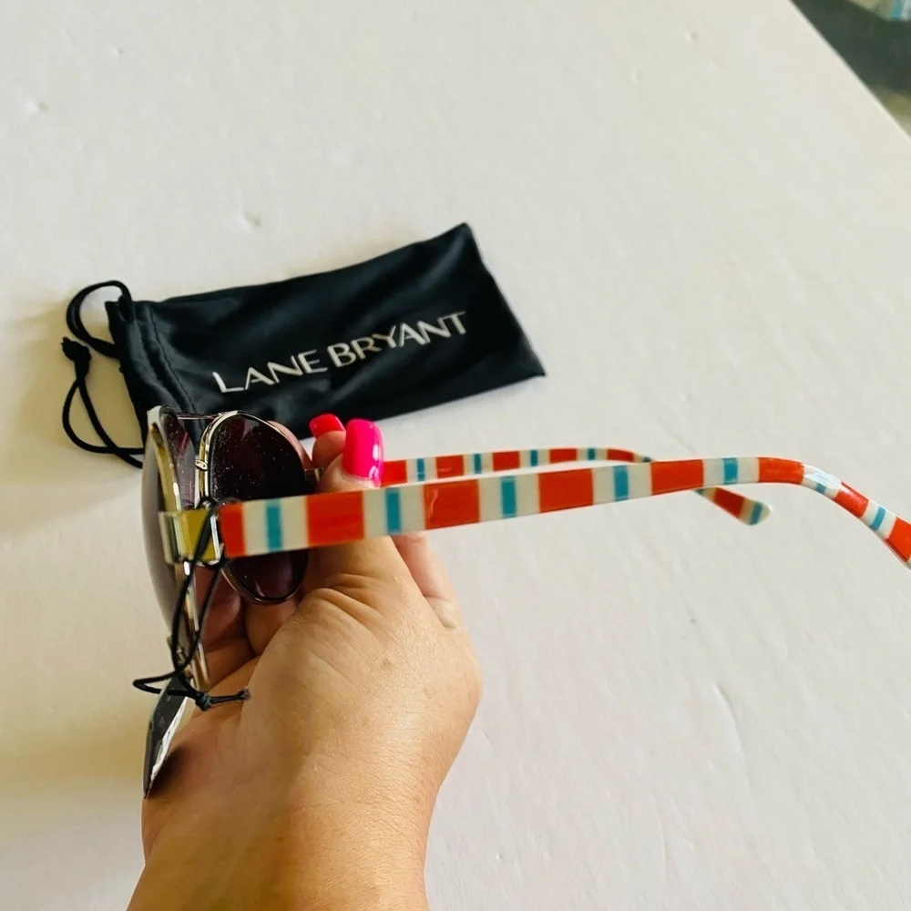 Lane Bryant striped aviator sun glasses with 100% UV protection